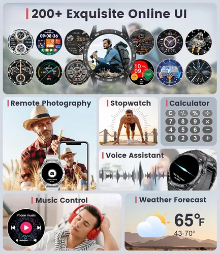 Vista 6 de LIGE Relojes inteligentes para hombres (respuesta/hacer llamadas), rastreador de actividad HD AMOLED de 1.43 pulgadas con más de 110 modos