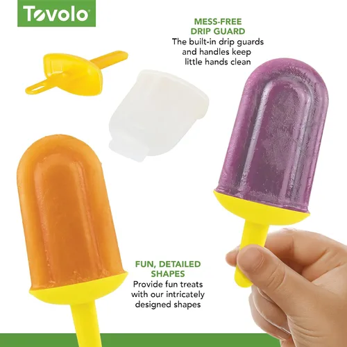 Vista 6 de Tovolo Moldes clásicos para congelador para paletas congeladas, paquete de 5 unidades para niños y niños, moldes reutilizables para paletas