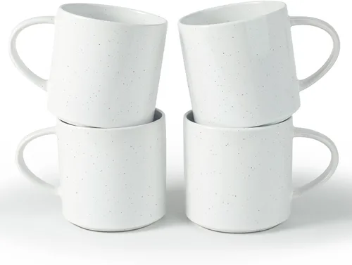 Vista 18 de famiware Juego de Tazas de Café de 4, Annecy Juego de Tazas de Cerámica Reutilizables de 14 oz con Asa, Apto para Microondas y Lavavajillas, Juego