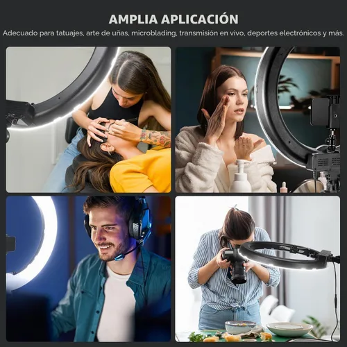 Vista 8 de NEEWER Luz de anillo de 18 pulgadas con soporte de trípode, luz de anillo LED grande de 55W, soporte para teléfono con zapata fría compatible