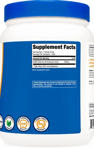 Vista 4 de Nutricost Polvo puro GABA (ácido gamma aminobutírico) (17.64 oz/1.1 libras) (paquete de 2)
