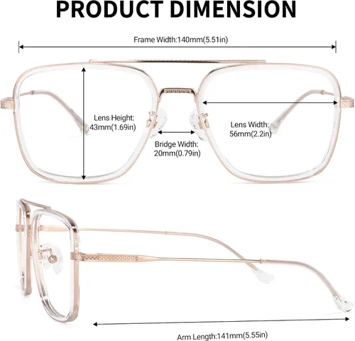 Vista 6 de Zeelool Gafas unisex de metal retro con bloqueo de luz azul para mujeres y hombres, Nayeli