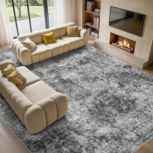 Vista 16 de Tortania Alfombra redonda lavable de 5 pies para sala de estar: Alfombra moderna abstracta neutra grande suave y delgada – Alfombra antideslizante