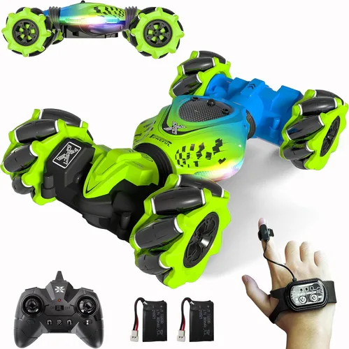 Vista 14 de Coches RC, juguetes de coche de acrobacias con detección de gestos 1:12 para niños de 6 a 12 años, juguete de control remoto a mano 4WD con rotación