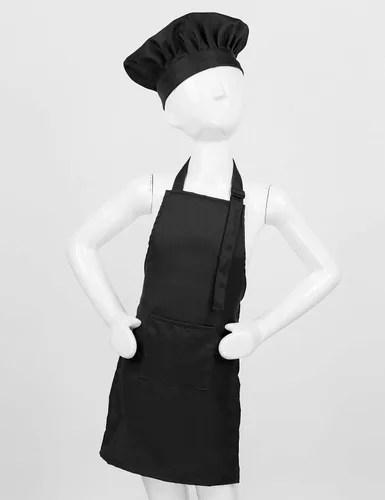 Vista 2 de ranrann Conjunto de delantal de chef para niños y niñas, delantales de cocina para cocinar, hornear, entrenamiento, disfraz