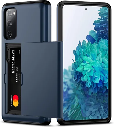 Vista 21 de Nvollnoe Funda para Samsung S20 FE con tarjetero de doble capa de protección resistente para Galaxy S20 FE, ranura para tarjeta oculta Funda delgada