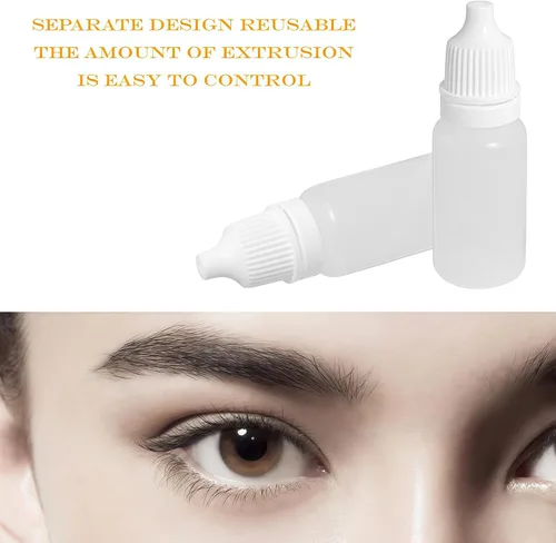 Vista 6 de 50 botellas vacías de plástico transparente de 0.3 fl oz (gotas de enchufe extraíble) contenedores de líquido para ojos para cuidado personal