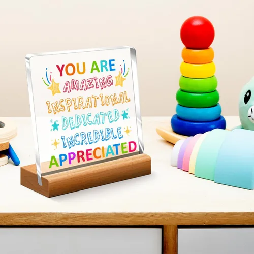 Vista 4 de Decoración inspiradora de escritorio, regalos de aliento para mujeres, niñas, mejores amigos, compañeros de trabajo, letrero de placa acrílica