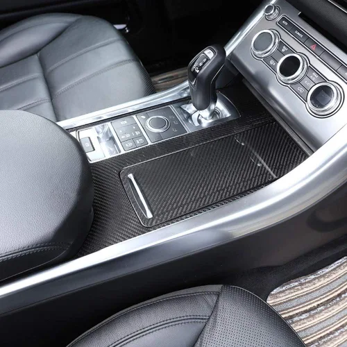 Vista 4 de YIWANG Cubierta de panel de consola central de coche de fibra de carbono real, 3 piezas para Land Rover Range Rover Sport 2014-2017 Auto Accesorios