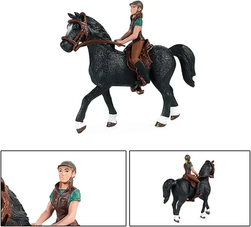 Vista 5 de RCOMG Juego de juguetes de caballo con vaquero, juguetes de rodeo occidental para niñas y niños, jinete de club de caballos Farm World con figuras