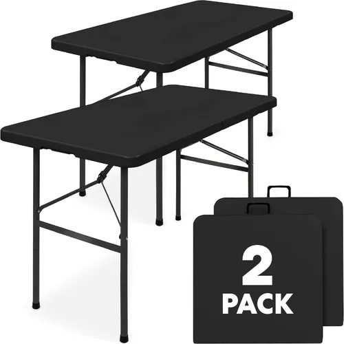 Vista 8 de Simpli-Magic 8ft Portable Plastic Folding Table – Indoor & Outdoor Heavy-Duty Foldable Utility Table w/Handle for Party & Camping (Black)