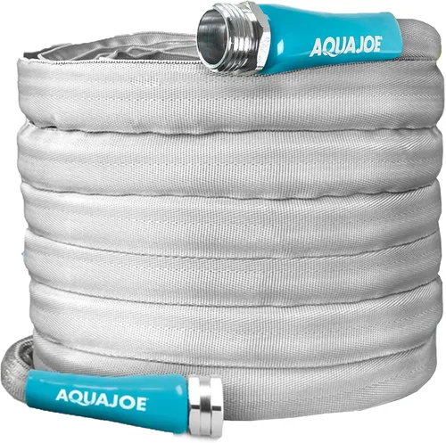 Vista 6 de Aqua Joe AJFJH50-PRX XTREME FIBERJACKET Manguera de jardín resistente a torceduras, accesorios de metal, 600 PSI máx, diámetro de 1/2 pulgada, 50