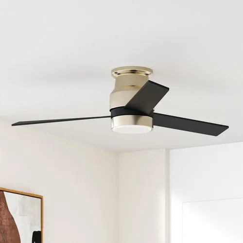 Vista 2 de Carro Ventilador de techo de perfil bajo de 52 pulgadas con luz, ventilador de techo inteligente con luz, funciona con Alexa/Google Assistant/Siri