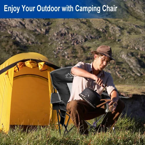 Vista 7 de Camping Chairs Outdoor Portable Folding Chair with Mesh Back, Black