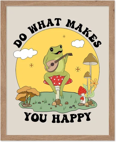 Vista 53 de Poster Master All That Is Meant To Be Poster - Retro Frog on Mushroom Print - Meditation Art - Motivational Design - Preppy Print - Trendy Decor