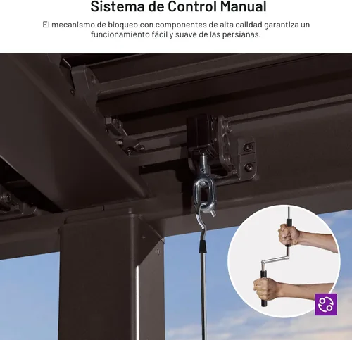 Vista 7 de PURPLE LEAF - Pérgola con listones de 10 x 12 pies para exterior, toldo ajustable moderno de aluminio para patio con techo retráctil para terraza