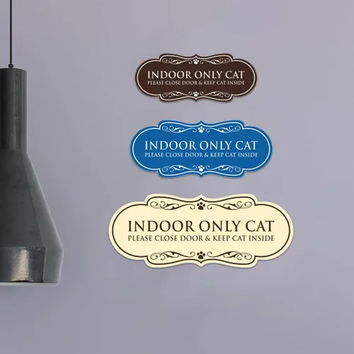 Vista 4 de Designer Paws - Letrero para interiores con texto en inglés "Solo gato por favor cierre la puerta y mantener el gato en el interior" (negro)