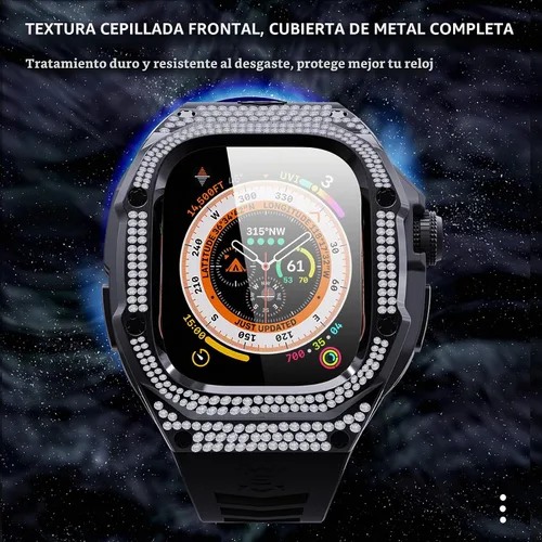 Vista 3 de VeveXiao - Funda resistente con correa compatible con Apple Watch Ultra 2 bandas de 49mm, funda protectora de metal con correa de repuesto de goma