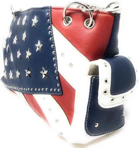 Vista 2 de Texas West Conjunto de bolsos de mano de mujer con diamantes de imitación de bandera americana en multicolor
