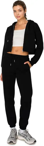 Vista 4 de Cali1850 Pantalón deportivo Cloud Nine Fleece para mujer, cintura alta, ajuste holgado, dos bolsillos, cintura elástica con cordón
