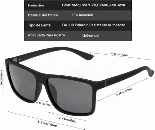Vista 5 de Gafas de sol polarizadas deportivas para hombre, gafas de marco cuadrado NP1007