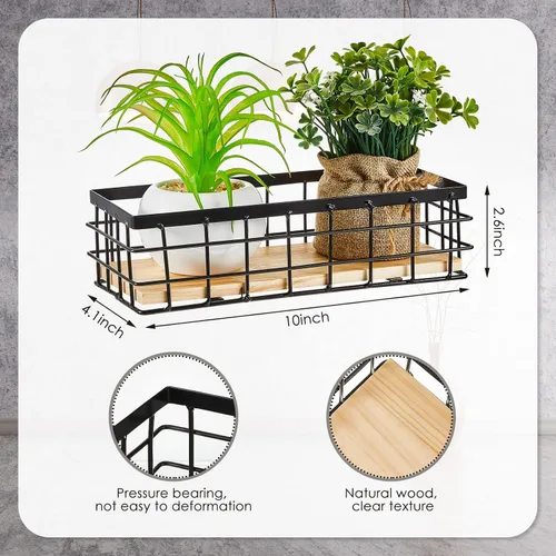 Vista 2 de Funrous 2 Piezas Cesta de Alambre Pequeña de Metal para Colgar en la Pared Cesta de Alambre para Colgar Organizador de Almacenamiento Pequeño