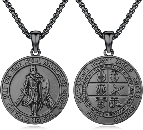 Vista 74 de Collar de amuleto de medalla de San Patrono de plata/oro de 14 39A-St Peregrino-Plata