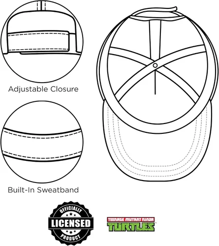 Vista 5 de Nickelodeon Gorra de béisbol para niños gorro ajustable Little TMNT para niños de 4 a 7 años color verde Verde