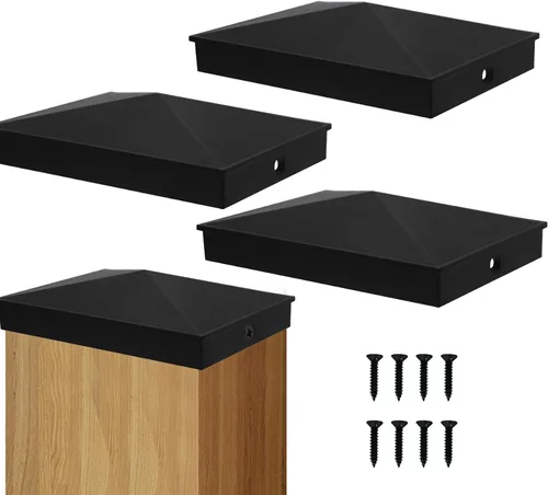 Vista 9 de Azdele Tapas de aluminio piramidal de 4 x 4 para postes nominales de madera de 4 x 4 pulgadas (verdadero 3.5 x 3.5 pulgadas), con superficie