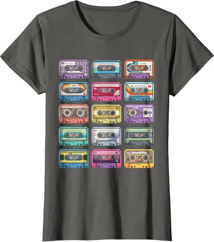 Vista 41 de Vintage Cassette Tapes Collection 80's 90's Music Mixtape T-Shirt Asphalt Grey