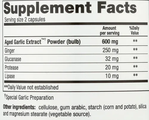 Vista 3 de Extracto de ajo envejecido, limpieza y digestión, fórmula 102, 200 cápsulas vegetales, Kyolic