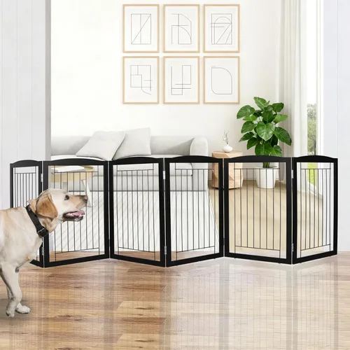 Vista 19 de ZJSF Puerta plegable independiente para perros para casa, extra ancha, de madera, blanca, para interiores, para cachorros, escaleras, puertas Blanco