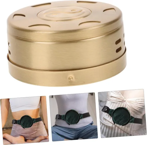 Vista 8 de Holibanna Caja portátil de moxa de cobre para Moxibustión sin humo, quemador de moxibustión, tapa desmontable para terapia de calor y alivio