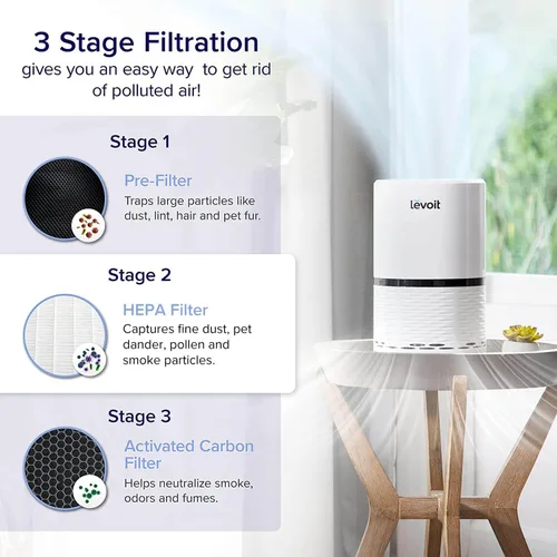 Vista 6 de LEVOIT Humidificadores para dormitorio, habitación grande, hogar, (6L) y purificadores de aire para el hogar, filtro HEPA para humo, polvo y polen