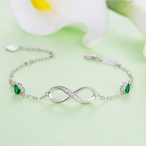 Vista 3 de Billie Bijoux Pulseras de amor infinito para mujer, plata de ley 925, pulsera ajustable con símbolo de amor
