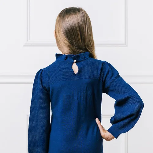 Vista 6 de Hope & Henry Vestido tipo suéter de manga larga para niña con falda acanalada