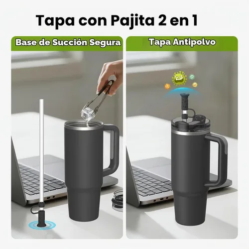 Vista 2 de 6 piezas de tapas con base de succión para pajitas, 0.4in/10mm, topper para pajitas para vaso Stanley 30/40 oz, negro