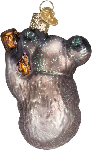 Vista 3 de Old World Christmas Koala Bear - Adorno de cristal soplado para árbol de Navidad, decoración navideña artesanal, colección de animales salvajes