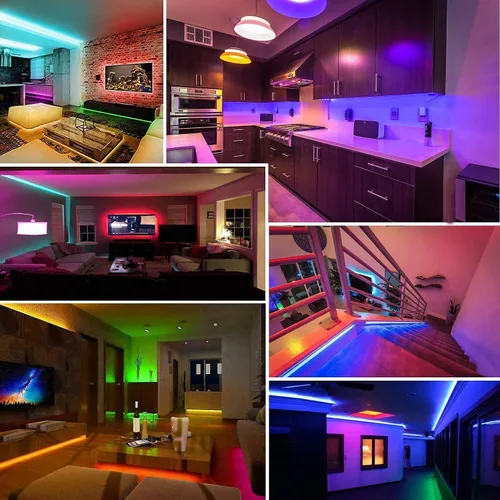 Vista 6 de Keepsmile Luces LED de 50 pies para dormitorio, control inteligente de aplicación Bluetooth, RGB que cambia de color, tira de luces LED con control