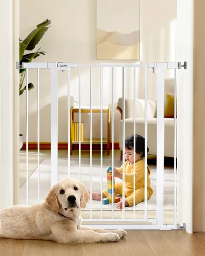 Vista 17 de Puerta de bebé de 29.5-40.5 pulgadas para escaleras, puerta para perros para puertas, puerta de seguridad de metal para bebés con cierre automático