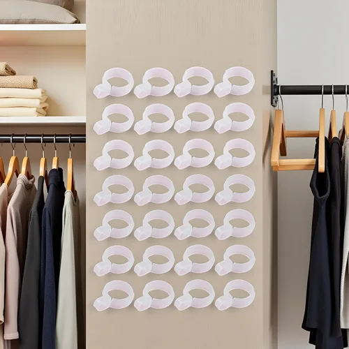 Vista 4 de 50 ganchos de plástico blanco a prueba de viento para colgar ropa, gancho con hebilla, ganchos para colgar la ropa, herramienta para colgar barra