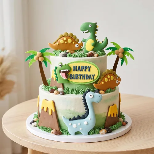 Vista 2 de Decoración para tartas y cupcakes de dinosaurio pequeño para fiesta