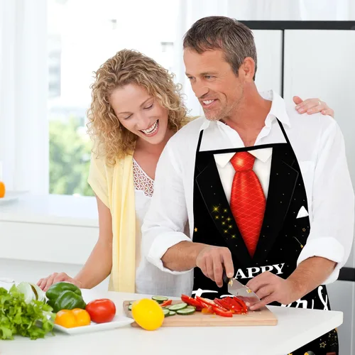 Vista 5 de Apron for Men Women, Funny Kitchen Apron for Party Cooking Baking Grill BBQ