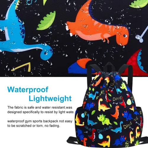 Vista 2 de RHCPFOVR Mochila con cordón para niños, bolsas de unicornio para niñas, gimnasio, baile, playa, natación, bolsa de viaje con dos soportes