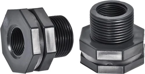 Vista 4 de M METERXITY Paquete de 2 accesorios de mamparo de PVC – Conector de tanque de agua de doble rosca, con junta de silicona, para acuarios