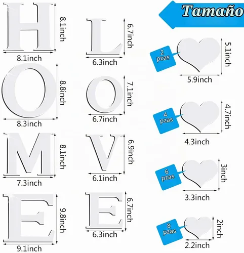 Vista 2 de Zonon - Adhesivos de pared 3D Home Love Mirror de acrílico con corazones