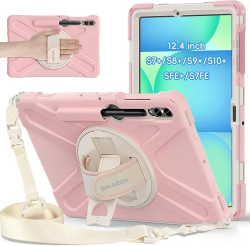 Vista 11 de BRAECNstock Funda para Samsung Galaxy Tab S10 Lite/ S10 FE/ S9 FE/ S9/ S8/ S7 5G Funda de 10.9"/11", Funda Protectora a Prueba de Golpes con Soporte