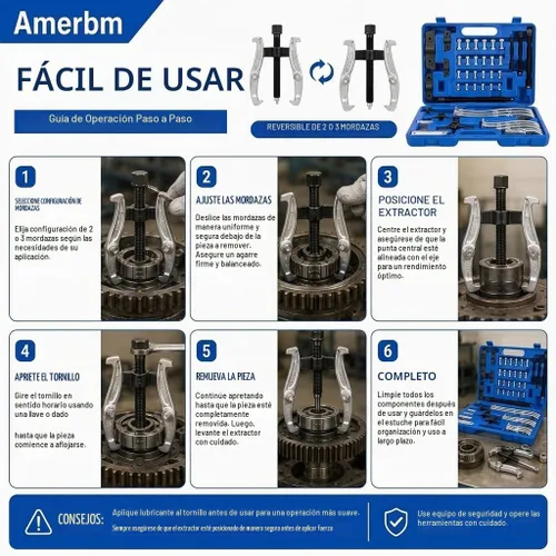 Vista 6 de Extractor de Engranajes de Cubo con Polea Separador de Rodamientos de 2 y 3 Patas 3" 4" 6" 8" Juego de Extractores de Engranajes Adecuado