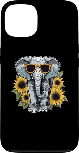 Vista 7 de Elephant with Sunglasses and Sunflowers Case for iPhone 16
