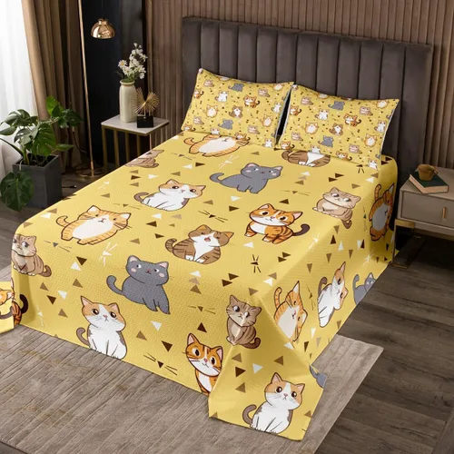 Vista 12 de Erosebridal Juego de sábanas Kawaii con diseño de animales lindos para niñas y niños, juego de sábanas de dibujos animados con diseño de pata